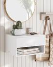 Mesa de cabeceira flutuante Aienvey Small Modern com gaveta branca