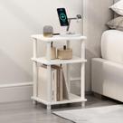 Mesa de cabeceira Furinno Just, tubo giratório de 3 camadas com USB branco Mesa de cabeceira Furinno Just, tubo giratório de 3 camadas com USB branco