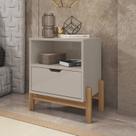Mesa de Cabeceira Gaveta 1 Nicho Antares Bege Off White Mesa de Cabeceira Gaveta 1 Nicho Antares Bege Off White