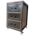 Mesa de Cabeceira Gaveteiro Decoração Industrial com 3 Gavetas Preto e Nogueira