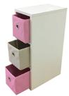 Mesa de Cabeceira gaveteiro Organibox com 3 gavetas 18x55x30cm - ROSA E BEGE