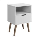 Mesa de Cabeceira Grécia Pés Palito Retrô Quarto Canto Lateral Gaveta Usinada Mesa de Cabeceira Grécia Pés Palito Retrô Quarto Canto Lateral Gaveta Usinada