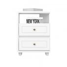 Mesa de Cabeceira Henn Americano Branco 2 Gavetas mesa de cabeceira Para Quarto Moderno