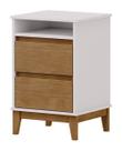 Mesa de Cabeceira Herring 2 Gavetas e 1 Nicho na Cor Off White com Freijó 68 cm - 68482