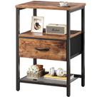 Mesa de cabeceira Huuger com gaveta de tecido, mesa lateral marrom rústica