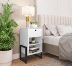 Mesa de cabeceira industrial 1 gaveta branca wolli