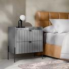 mesa de cabeceira industrial cinza para cama moriah 60cm