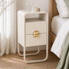 Mesa de Cabeceira Industrial Orgânico 2 Gavetas 30cm Alek A03 Off White - Lyam Decor Mesa de Cabeceira Industrial Orgânico 2 Gavetas 30cm Alek A03 Off White - Lyam Decor