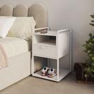 Mesa de Cabeceira Industrial Tókio com Gavetas para Apoio em Ferro Branco - Tampo Branco