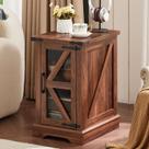 Mesa de Cabeceira Joaxswe Estilo Fazenda com Porta de Vidro Mesa de Cabeceira Joaxswe Estilo Fazenda com Porta de Vidro