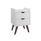 Mesa de Cabeceira Juma Quarto Retrô Pés Anti Umidade 2 Gavetas Cor Branco
