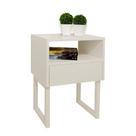 Mesa de Cabeceira Lateral Nicho com Gaveteiro Square Off White Laca