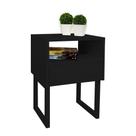 Mesa de Cabeceira Lateral Nicho com Gaveteiro Square Preto Laca