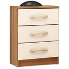 Mesa de Cabeceira Leme com 3 Gavetas Primicias Cor Cinamomo Off White