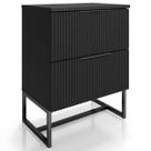 Mesa de Cabeceira Lumia Ripada Com 2 Gavetas Estilo Industrial Base De Aço - LH Móveis