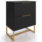 Mesa de Cabeceira Lumia Ripada Com 2 Gavetas Estilo Industrial Base De Aço - LH Móveis
