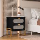 Mesa de Cabeceira Luxo Titanium com Fino Acabamento 45cm - Preto / Dourado