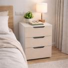 Mesa de Cabeceira Madri 3 Gavetas Creme/Branco - Politorno