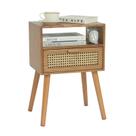 Mesa de cabeceira MaxSmeo Mid Century Modern com gaveta marrom