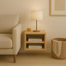 Mesa de Cabeceira Mesinha 60cm Suspensa Madeira Retrô Criado Quarto Nicho