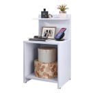 Mesa de Cabeceira Mesinha de Canto Quarto com Nicho e Prateleira Decorativa Criado Para Quarto Casal Solteiro Fantasy Branco