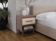 Mesa de Cabeceira Mila Pés Retrô com 1 Gaveta - Savana/Off White Móblis