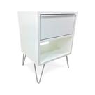 Mesa De Cabeceira Milão Nicho Quarto Mdf Branco Prata