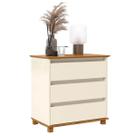 Mesa de Cabeceira Mini Cômoda 3 Gavetas EJ Cor Off White Freijó
