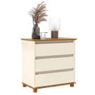 Mesa de Cabeceira Mini Cômoda 3 Gavetas EJ Cor Off White Freijó