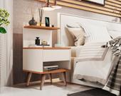 Mesa de Cabeceira Modelo Sleep Com Pés Palito Off White Nature