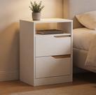 Mesa de Cabeceira Moderna 2 Gavetas 1 Nicho Lody A04 Flex Branco Freijó - Lyam Decor Mesa de Cabeceira Moderna 2 Gavetas 1 Nicho Lody A04 Flex Branco Freijó - Lyam Decor