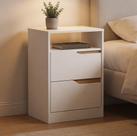 Mesa de Cabeceira Moderna 2 Gavetas 1 Nicho Lody A04 Flex Branco Freijó - Lyam Decor
