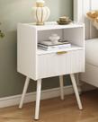 Mesa de cabeceira moderna branca JOONEE com gaveta de armazenamento Mesa de cabeceira moderna branca JOONEE com gaveta de armazenamento
