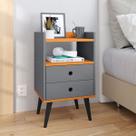 Mesa de Cabeceira Moderna Mesinha Canto Quarto Apoio Cama 2 Gavetas e Nicho Decorativo Quarto Retrô - Dream