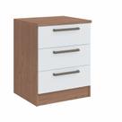 Mesa de Cabeceira Modulada Requinte com 3 Gavetas - Macadâmia/Branco Line