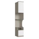 Mesa de Cabeceira Modulada Reto 1 Porta 2 Gavetas Elegance Cinza Níquel/Blanc Canelado