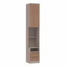 Mesa de Cabeceira Modulada Reto 1 Porta 2 Gavetas Requinte+ 100% MDF Cinza Duna Line/Macadâmia