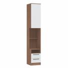 Mesa de Cabeceira Modulada Reto 1 Porta 2 Gavetas Requinte+ 100% MDF Marrom Macadâmia/Branco Line