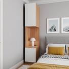 Mesa de Cabeceira Modular Esquerda 2 Portas 1 Gaveta Hera CabeCasa MadeiraOriginals Marrom Louro/Algodão