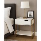 Mesa de Cabeceira Mordomo Lateral Cama Com 1 Gaveta Branco / Dourado Mesa de Cabeceira Mordomo Lateral Cama Com 1 Gaveta Branco / Dourado