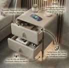 Mesa de Cabeceira Multifuncional Smart Deluxe: Carregador por Indução, LED Automático e Soft Close CT-60 Vainilla