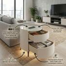 Mesa de Cabeceira Multifuncional Smart Ilusion: Carregador por Indução, LED Automático e Soft Close CT-37 Vainilla