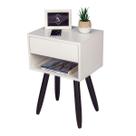 Mesa de cabeceira OFF WHITE Retro 60cm de altura pés marrom escuro - enviamos montada