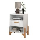 Mesa de Cabeceira Ônix Design Moderno com Gaveta e Prateleiras