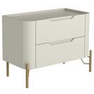 Mesa De Cabeceira Orgânica 2 Gavetas Pés Industrial Dourado Bliss I03 Luna - Lyam Decor