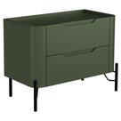 Mesa De Cabeceira Orgânica 2 Gavetas Pés Industrial Preto Bliss I03 Musgo - Lyam Decor