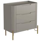 Mesa De Cabeceira Orgânica 3 Gavetas Pés Industrial Dourado Bliss I03 Grigio - Lyam Decor