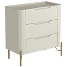 Mesa De Cabeceira Orgânica 3 Gavetas Pés Industrial Dourado Bliss I03 Luna - Lyam Decor
