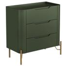 Mesa De Cabeceira Orgânica 3 Gavetas Pés Industrial Dourado Bliss I03 Musgo - Lyam Decor
