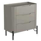 Mesa De Cabeceira Orgânica 3 Gavetas Pés Industrial Preto Bliss I03 Grigio - Lyam Decor